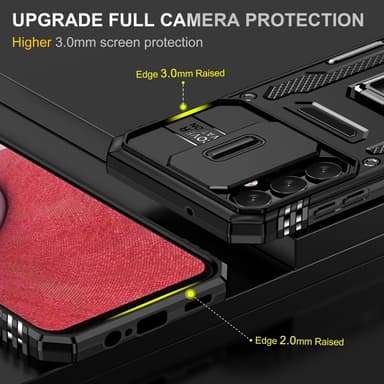 SKALO Samsung A15 4G Armor Hybrid Metallring Kameraslider - Svart