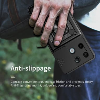 SKALO Xiaomi Redmi Note 13 Pro 5G Armor Hybrid Metallring Kameraslider - Svart