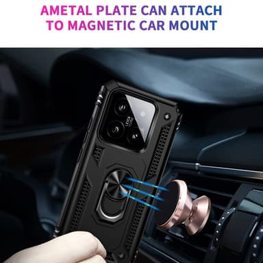 SKALO Xiaomi 14 5G Armor Hybrid Metallring skal - Svart
