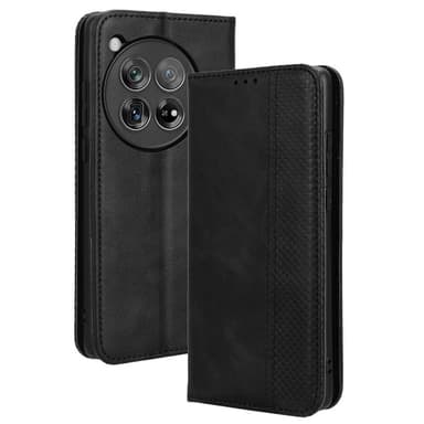 SKALO OnePlus 12R 5G Embossed Premium Plånboksfodral - Svart