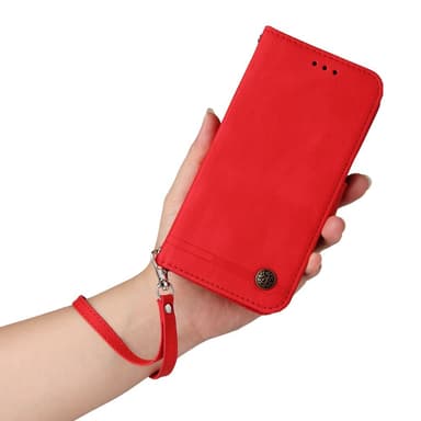 SKALO OnePlus 12R 5G Plånboksfodral i PU-Läder - Röd