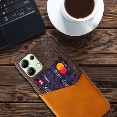SKALO Xiaomi Redmi Note 13 4G Premium PU-Läder Korthållare Skal - Brun