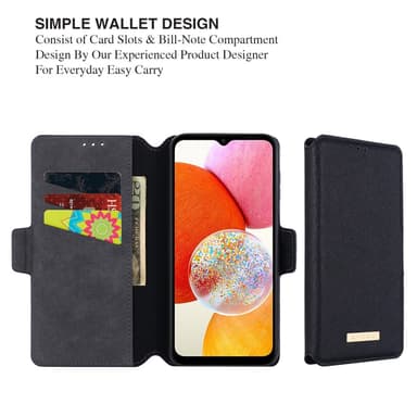 SKALO Samsung A25 5G MUXMA Saffiano PU-Läder Plånboksfodral - Svart