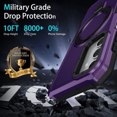 SKALO Samsung A15 5G Armor Hybrid Metallring skal - Mörklila