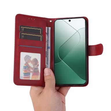SKALO Xiaomi 14 5G PU-Läder Plånboksfodral - Röd