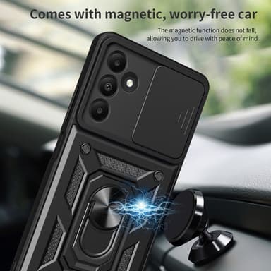 SKALO Samsung A15 4G Armor Hybrid Metallring Kameraslider - Röd