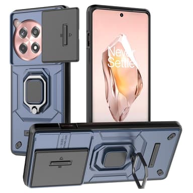 SKALO OnePlus 12R 5G Armor Hybrid Metallring Kameraslider - Blå