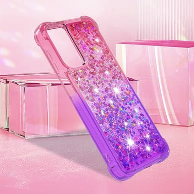 SKALO Samsung A15 5G Kvicksand Glitter Hjärtan TPU-skal - Rosa-Lila