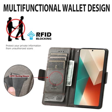 SKALO Xiaomi Redmi Note 13 5G CASENEO 002 Series Premium PU-Läder Plånbok - Svart