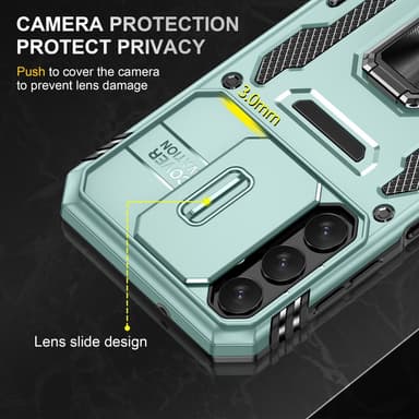 SKALO Samsung A15 4G Armor Hybrid Metallring Kameraslider - Grön