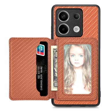 SKALO Xiaomi Redmi Note 13 Pro 5G Carbon Fiber Skal med Korthållare - Brun