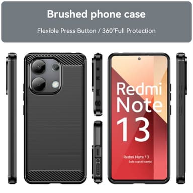 SKALO Xiaomi Redmi Note 13 4G Armor Carbon Stöttåligt TPU-skal - Svart