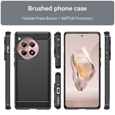 SKALO OnePlus 12R 5G Armor Carbon Stöttåligt TPU-skal - Svart