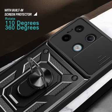 SKALO Xiaomi Redmi Note 13 Pro 5G Armor Hybrid Metallring Kameraslider - Svart