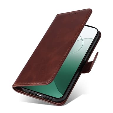 SKALO Xiaomi 14 5G PU-Läder Plånboksfodral - Brun
