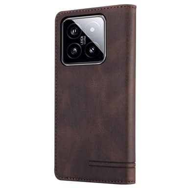 SKALO Xiaomi 14 5G GQ.UTROBE Plånboksfodral i PU-Läder - Brun
