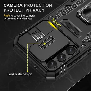 SKALO Samsung A15 4G Armor Hybrid Metallring Kameraslider - Svart