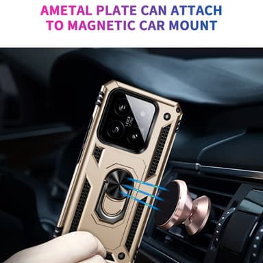 SKALO Xiaomi 14 5G Armor Hybrid Metallring skal - Guld