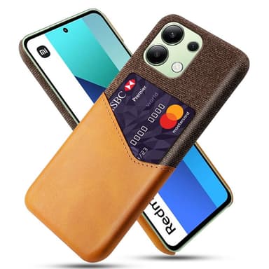 SKALO Xiaomi Redmi Note 13 4G Premium PU-Läder Korthållare Skal - Brun