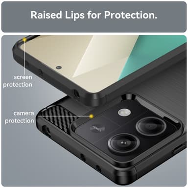 SKALO Xiaomi Redmi Note 13 5G Armor Carbon Stöttåligt TPU-skal - Svart