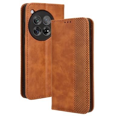 SKALO OnePlus 12R 5G Embossed Premium Plånboksfodral - Brun