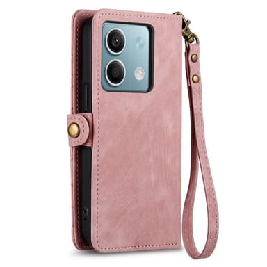 SKALO Xiaomi Redmi Note 13 5G Embossed Plånboksfodral i PU-Läder med Dragkedja - Rosa
