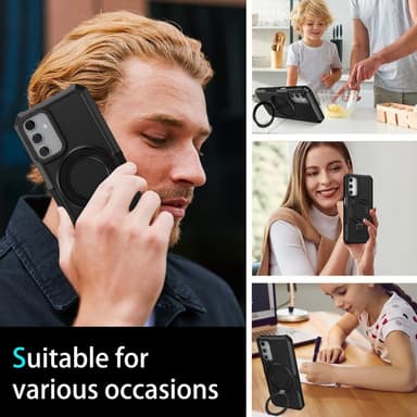 SKALO Samsung A15 5G Armor Hybrid Metallring skal - Svart