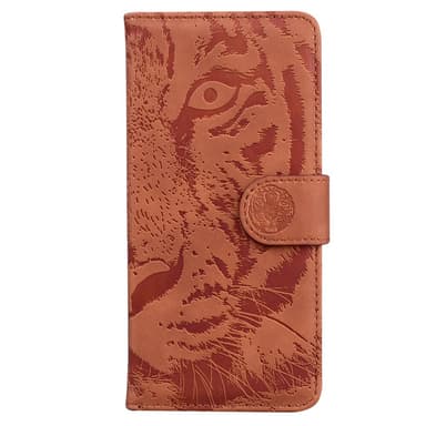 SKALO Motorola Moto G04 Embossed Tiger Plånbok - Brun