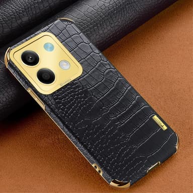 SKALO Xiaomi Redmi Note 13 5G Krokodil Guldkant Skal - Svart