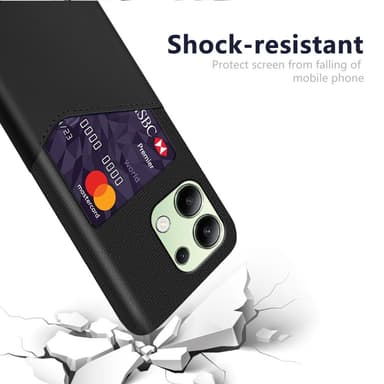 SKALO Xiaomi Redmi Note 13 4G Premium PU-Läder Korthållare Skal - Svart