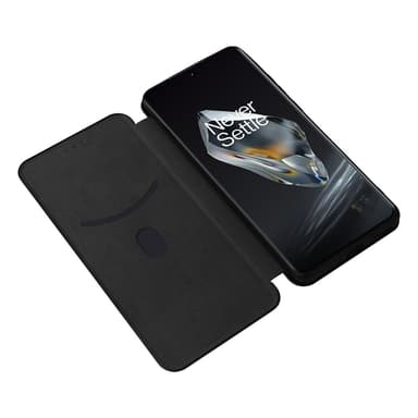 SKALO OnePlus 12 5G Carbon Fiber Plånboksfodral - Svart