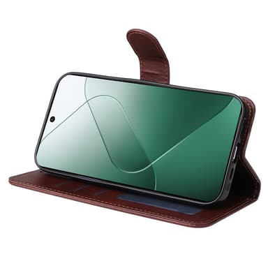SKALO Xiaomi 14 5G PU-Läder Plånboksfodral - Brun