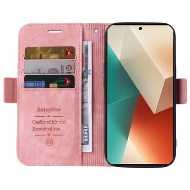 SKALO Xiaomi Redmi Note 13 5G BETOPNICE 001 Plånboksfodral i PU-Läder - Rosa