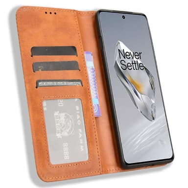 SKALO OnePlus 12R 5G Embossed Premium Plånboksfodral - Brun