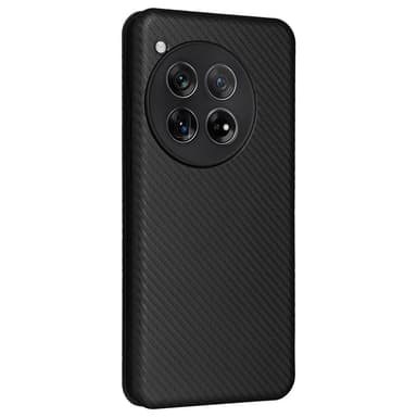 SKALO OnePlus 12 5G Carbon Fiber Plånboksfodral - Svart
