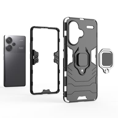SKALO Xiaomi Redmi Note 13 Pro+ Armor Hybrid Metallring skal - Svart