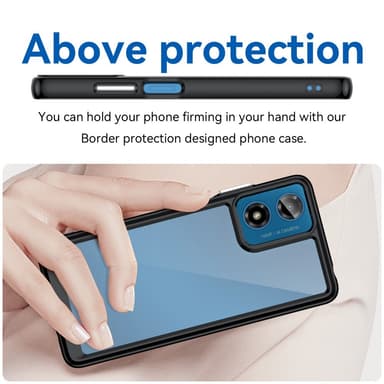 SKALO Motorola Moto G04 Shockproof Clear Hybrid Skal - Svart