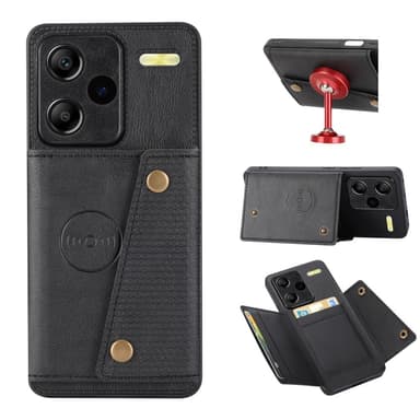 SKALO Xiaomi Redmi Note 13 Pro+ PU-Läder Korthållare Skal - Svart