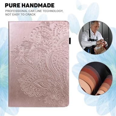 Apple iPad 10.9 2022 Vikbart fodral korthållare Blommor - Rose Gold