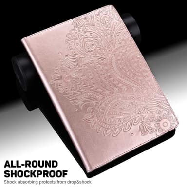 Apple iPad 10.9 2022 Vikbart fodral korthållare Blommor - Rose Gold