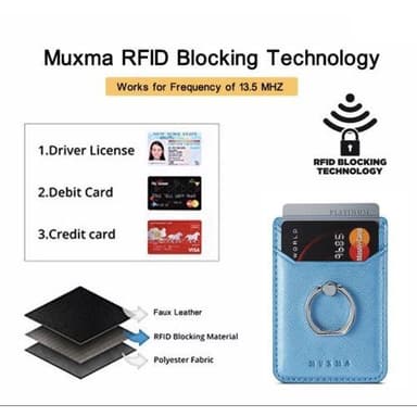 MUXMA Korthållare Ring Ställ RFID Blockerande Kreditkort - Blå