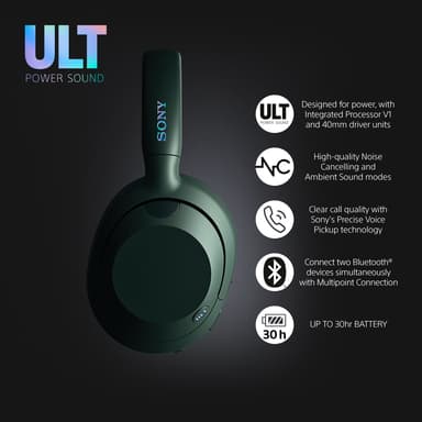 Sony ULT Wear trådlösa runt-örat hörlurar (skogsgrå)