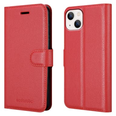 iPhone 14 Plånboksfodral Skal (Röd)