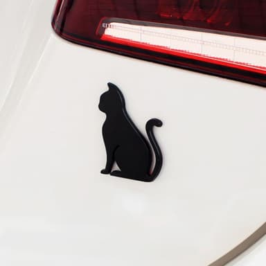 Metall Katt Sticker Bildekal Självhäftande Dekoration - Silver