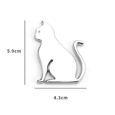Metall Katt Sticker Bildekal Självhäftande Dekoration - Silver