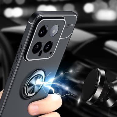 För Xiaomi 14 TPU Fodral skal med Finger Ring - Svart
