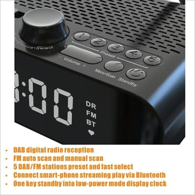 LED-skärm Digital väckarklocka Bluetooth-högtalare FM/DAB-radio