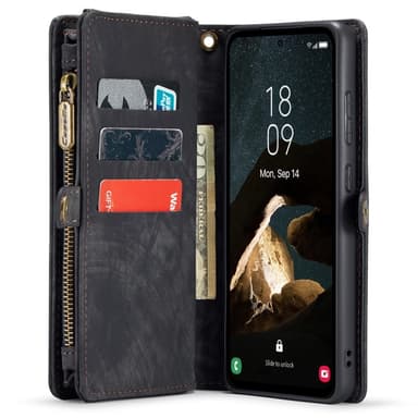 För Samsung Galaxy A55 5G Caseme Retro plånboksfodral - Svart