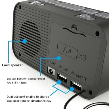 Bedside LED-skärm Digital väckarklocka FM / DAB-radio