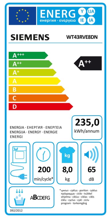 Siemens torktumlare WT43RVE8DN